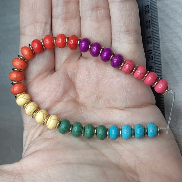 Hand Crafted Other - 7.5mm Rainbow Magnesite W/ Spacers 7in Strand #6